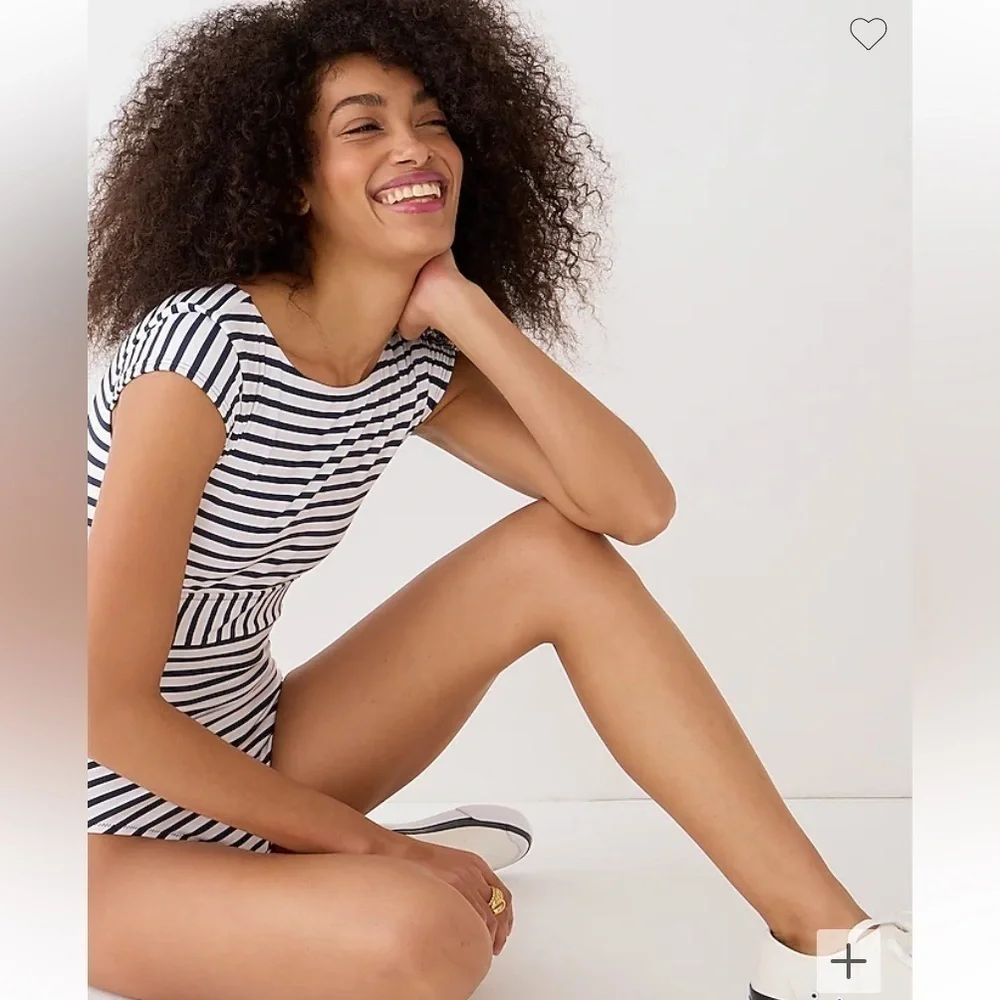 J.Crew Cap-sleeve One Piece Striped Swimsuit